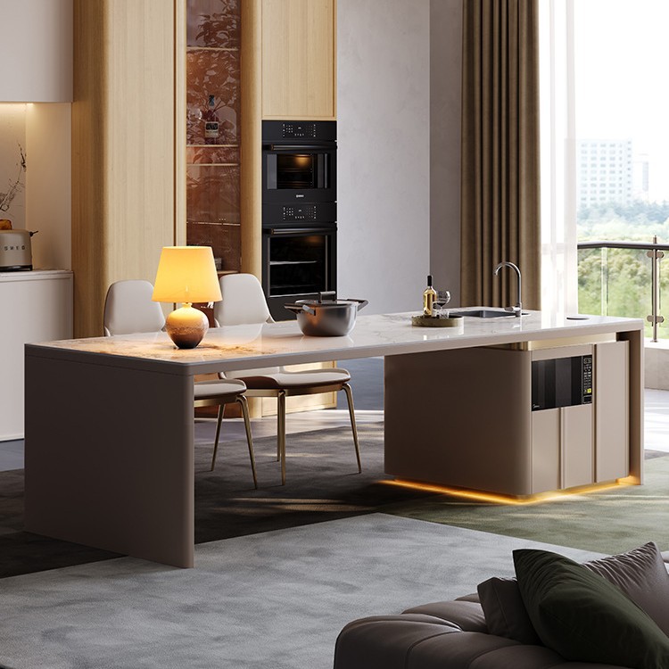 Mesa de comedor de pizarra de roca, apartamento pequeño, hogar, moderno, simple, ligero, lujo, nueva mesa de mesa de isla Qiping multifuncional de alta gama, una mesa de comedor