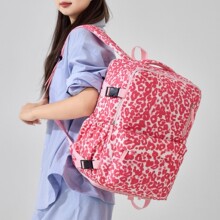 书包女生豹纹清新可爱图案印花双肩包少女百搭背包休闲旅行大学生