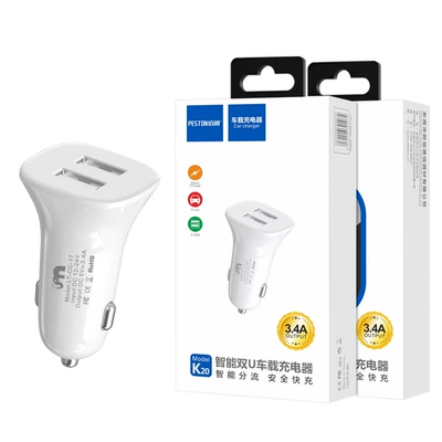 Baitong 3.4A dual-port USB Mobil şarj cihazları - white