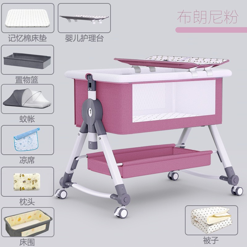 Cama para bebés de asiento plegable empalmado cama grande multifuncional portátil extraíble cama para bebés cuna cama