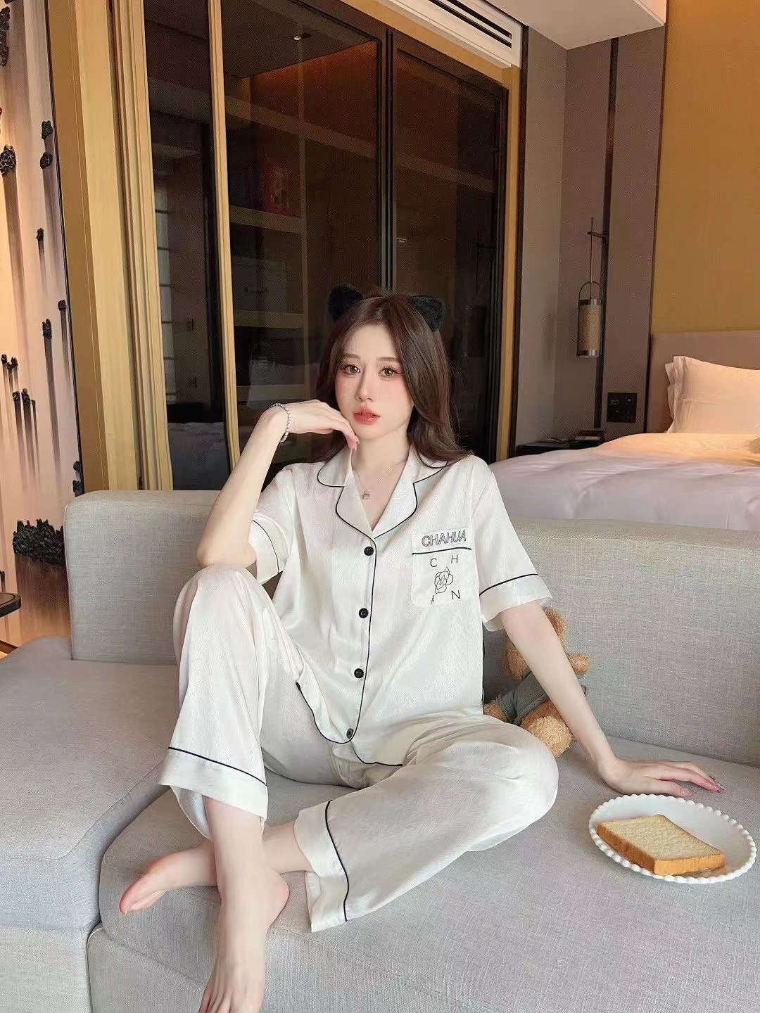B0668 800K ĐỒ NGỦ NỮ LINTDC NGẮN TAY CẢ BỘ 3 MÓN MÙA HÈ THỜI TRANG NỮ ĐỒ NGỦ HOẶC MẶC NHÀ G02 SẢN PHẨM MỚI