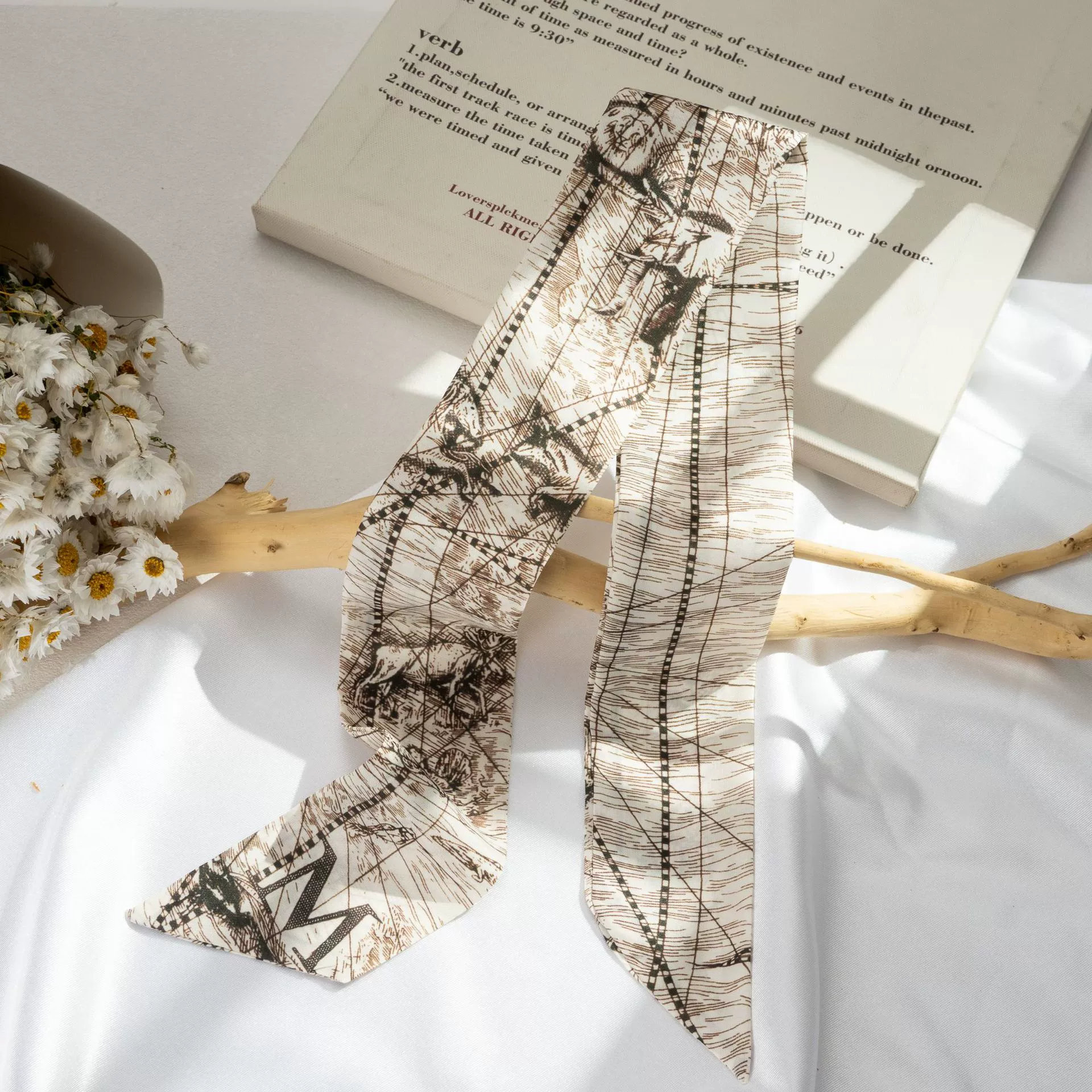 Silk Scarf Hairband (Suhang) long streamer 89×3.8 cm, lightweight gift box option