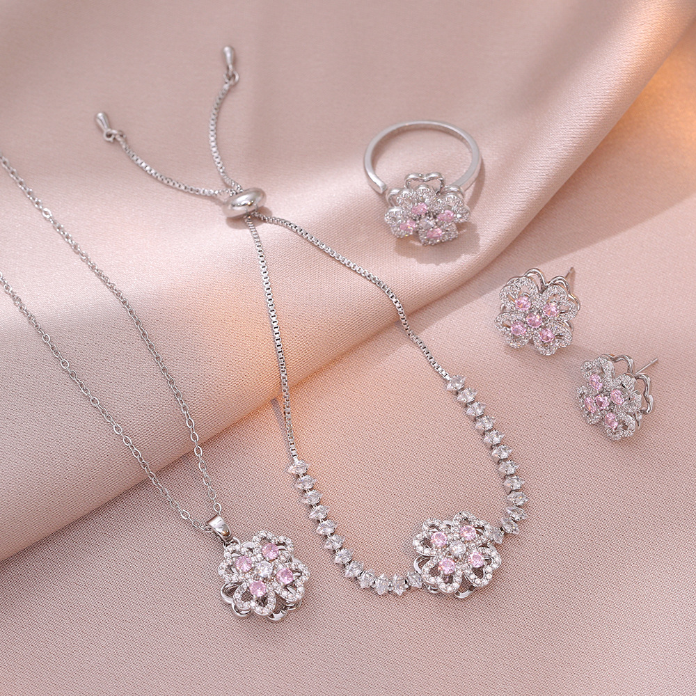 10g Weight Jewelry Set Classification 1 Set Quantity Holiday, Daily Occasion Titanium Steel, Copper Material Flower Pattern Women's Gender Elegant Style Titanium Steel Copper Elegant Flower Jewelry Set 6
