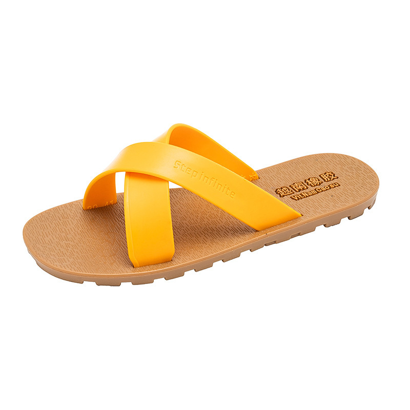 (Vietnam Rubber) Men's Summer Non-Slip Anti-Odor Slippers Wear-Resistant Beach Shoes Outerwear Flip-Flops