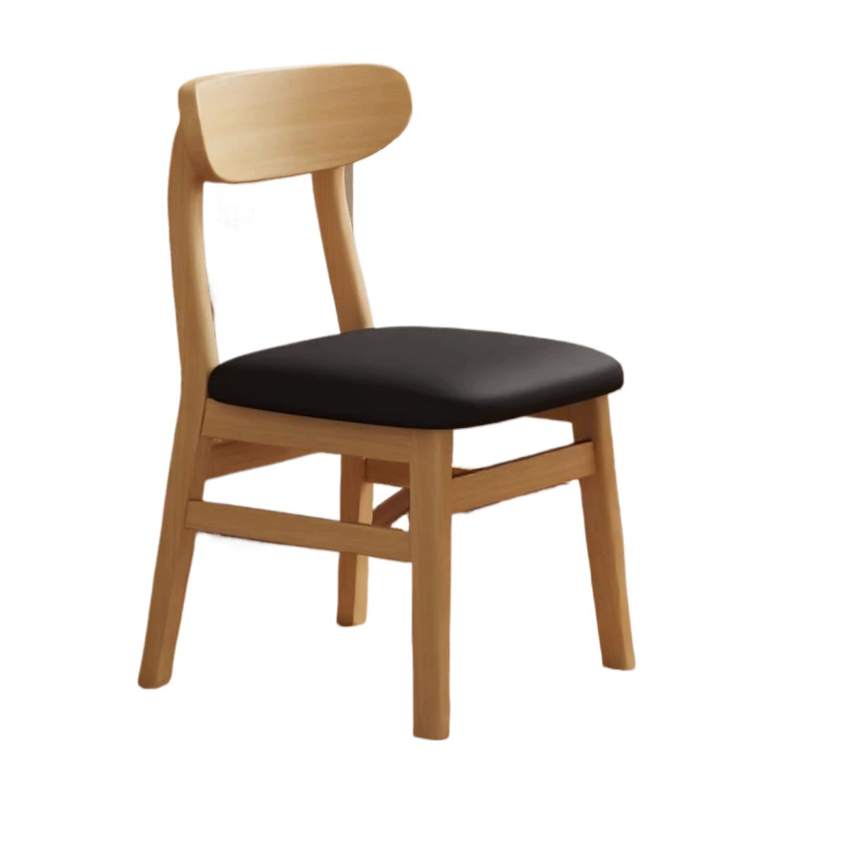 Nordic style rubber wood dining chair, artificial leather soft package, fully customized, walnut color frame, solid wood surface, others