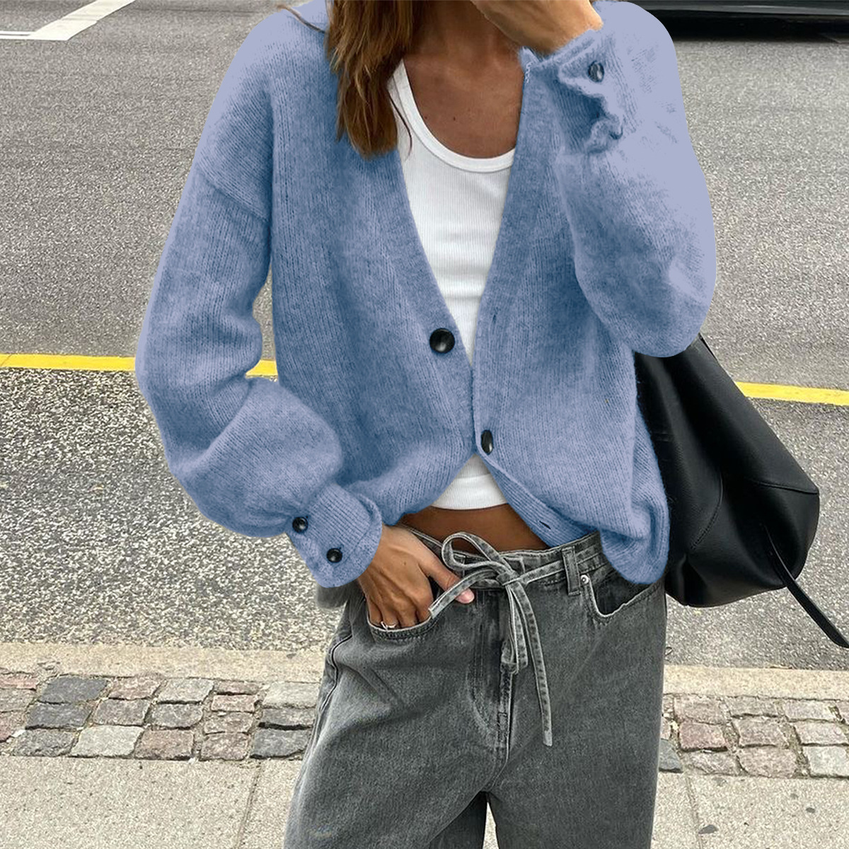Kaikuo Europa y América de moda botones de lana de manga larga suéter multicolor ropa de mujer otoño / invierno 2025 Amazon