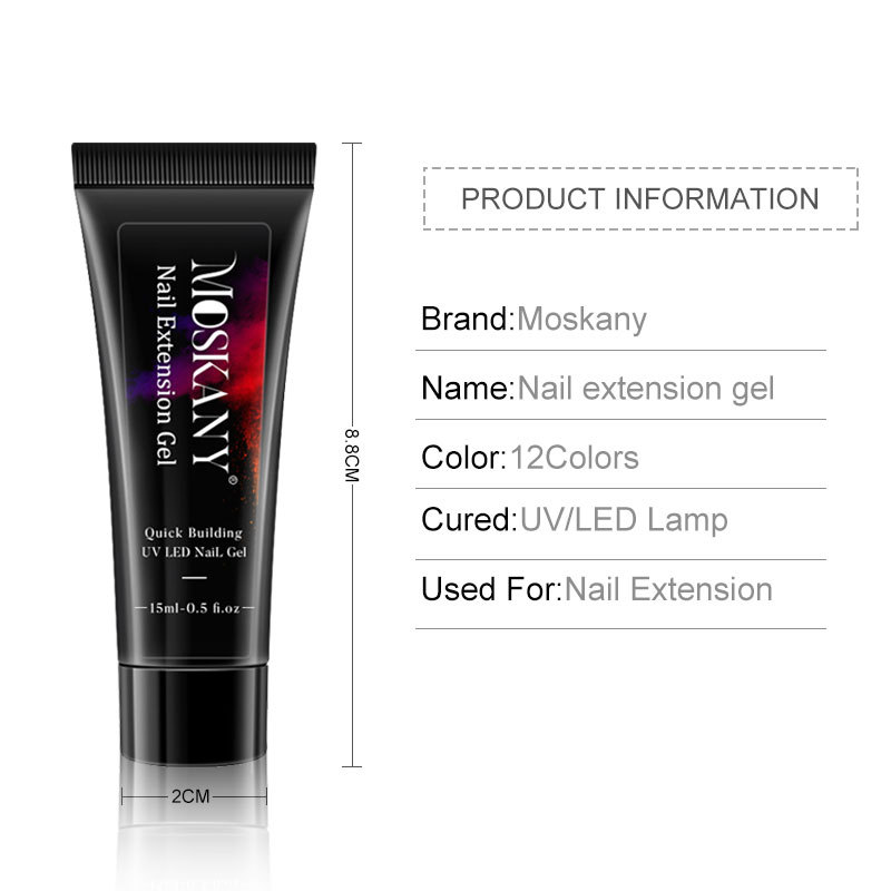 Transfronterizo caliente 15ml pegamento de extensión de uñas brillo molde de uñas cepillo de uñas pegamento de extensión de cristal conjunto de pegamento de cristal