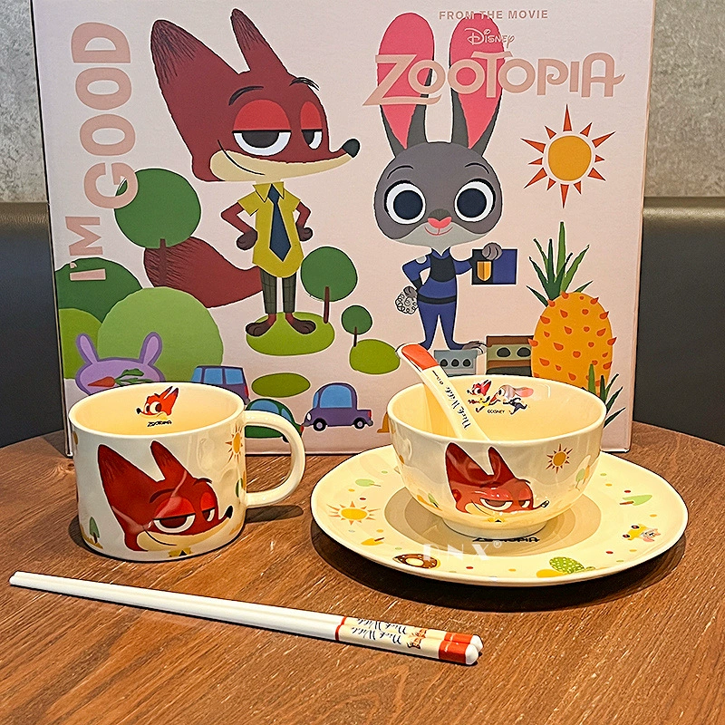 Набор посуды Disney Zootopia (Джуди и Ник) — миска, тарелка, кружка, ложка и палочки, на 1 персону