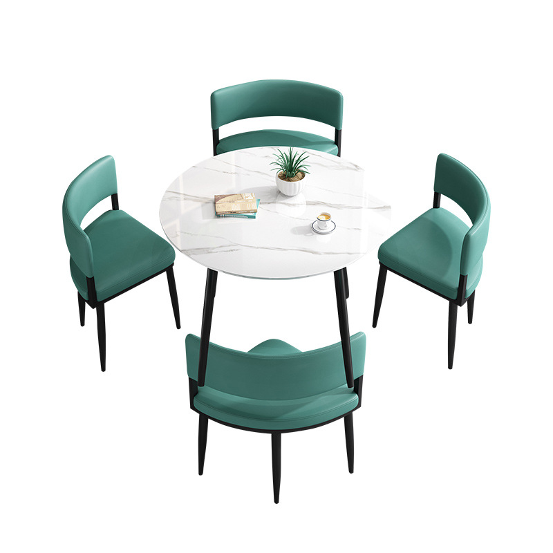 이탈리안 슬레이트 80cm 원형 테이블 - 그린 테이블 1개, 의자 4개
