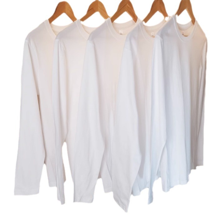 Damen Langarm T-shirt Aus Reiner Baumwolle Weißer Lockerer Pullover_voghion.com
