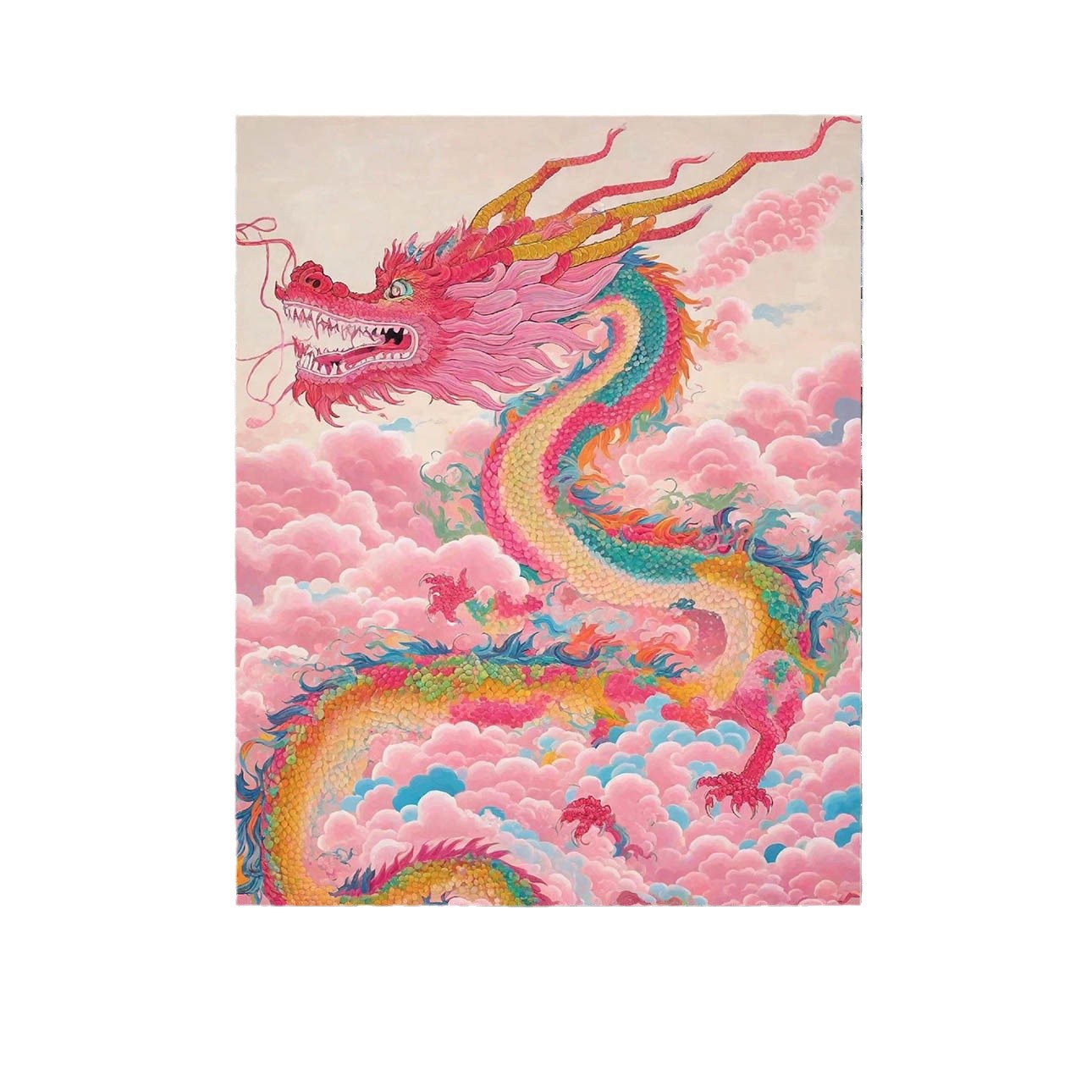 (Autorización genuina) Año del dragón auspicioso pintura al óleo digital bricolaje rellena a mano para curar y descomprimir regalos de alto valor