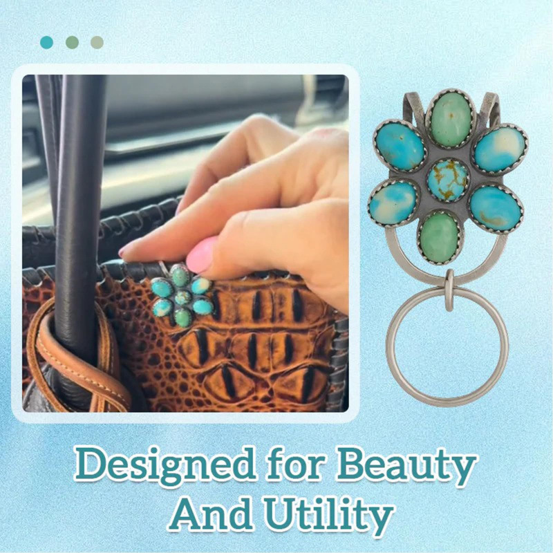 Turquoise Bloom Bag Clip Key Holder 绿松石花朵包夹钥匙扣|undefined