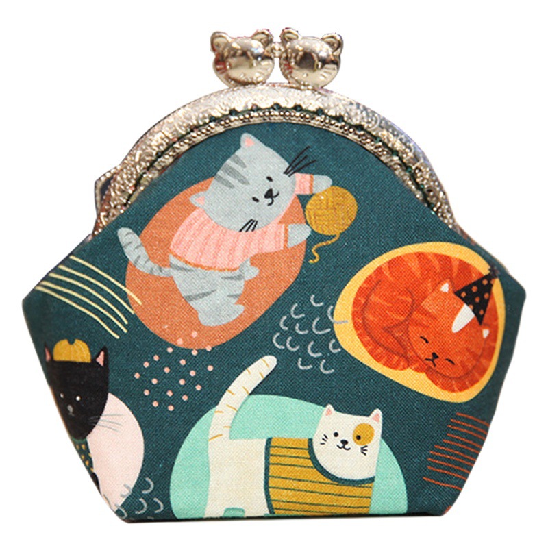 Bolsa de material de bordado bricolaje hecho a mano 8,5 boca Bolsa de Oro patchwork bolsa antigua bolsa transfronteriza inglés gato bolsa de almacenamiento