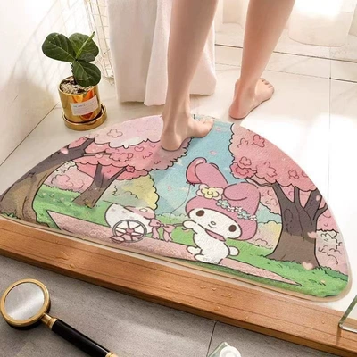 Avtomobil döşəmə paspasları — Bathroom Plush Floor Mat - melody-cart-in-the-woods-and-grass-semi-circle-4060