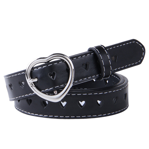 Hollowed-out belt, women's love buckle, simple all-matching trendy personality, Internet celebrity, same jeans, belt, women's ins style
