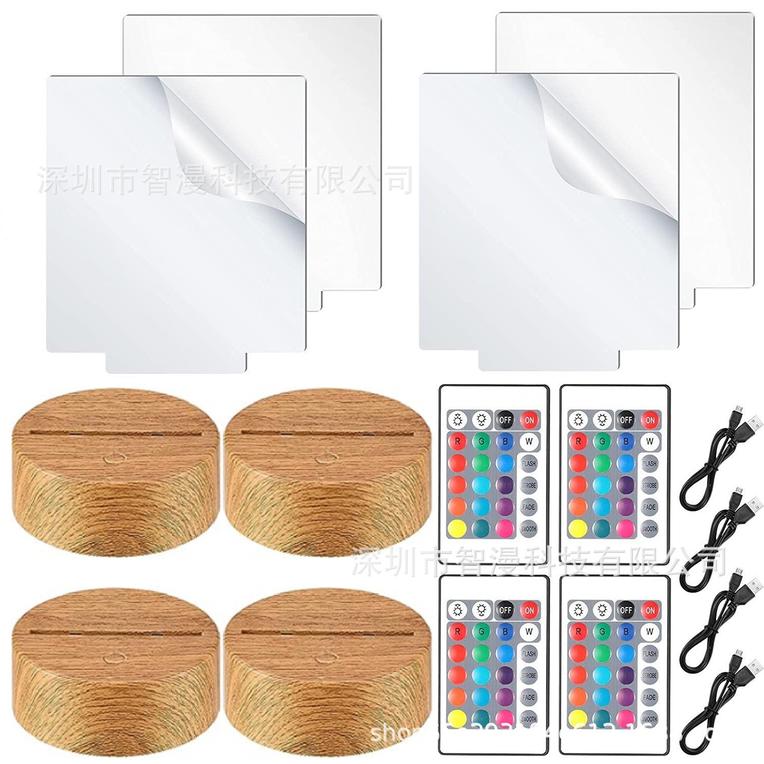 Transfronterizo nuevo exótico 3D luz de la noche titular USB Toque control Remoto colorido luz de la noche lámpara de mesa de acrílico combinación base