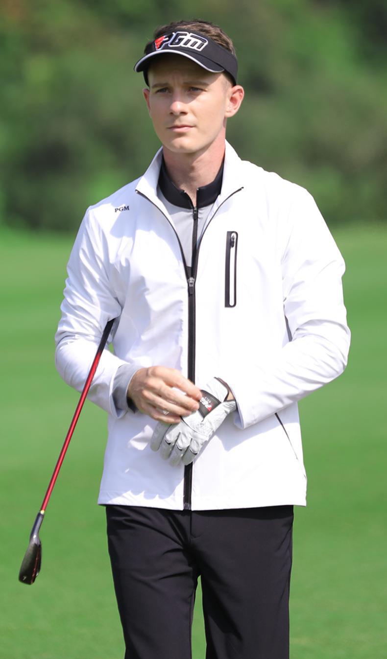 Áo khoác chống gió nam dài tay PGM Golf – thiết kế cổ đứng, nhẹ thoải mái — YF376 Áo khoác nam dài tay màu xanh nước biển, YF376 Áo khoác nam dài tay màu trắng, YF387 Áo khoác dây kéo dài tay nam màu trắng, YF376 Áo khoác nam dài tay màu đỏ chi tiết 6