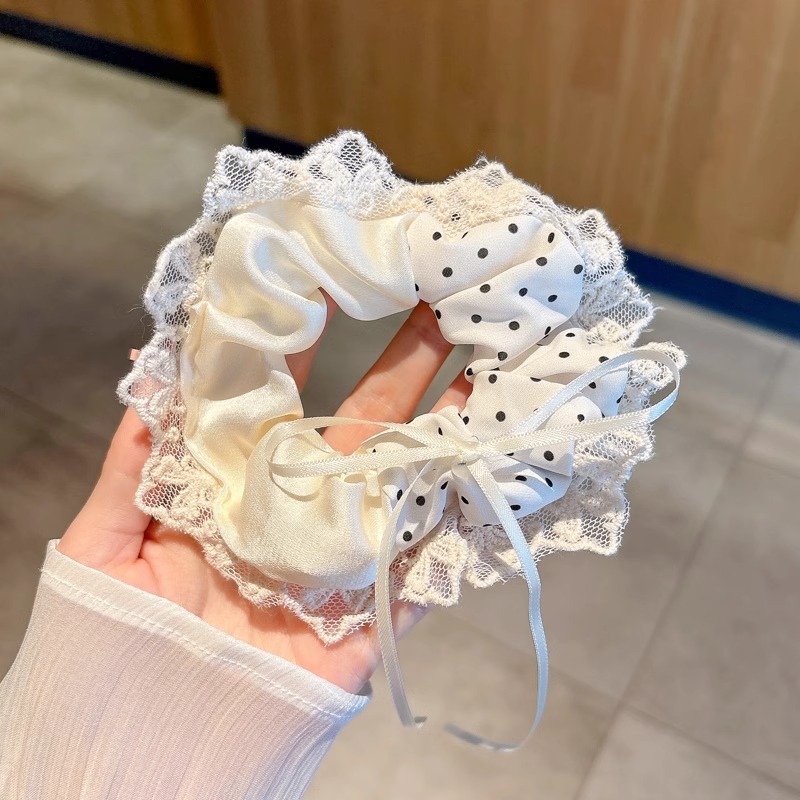 Anillo de cabello de intestino grande colección de anillo de cabello simple y fresco super inmortal flor triturada encaje adornos para el cabello popular cuerda de cabello al por mayor