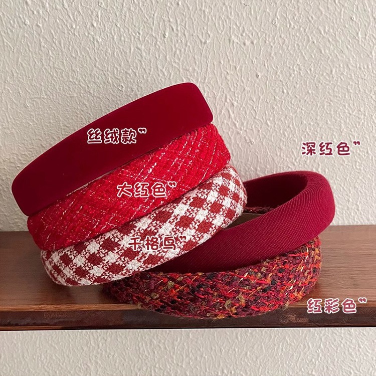 Diadema accesorios para el cabello de alto grado grutas de cabello rojo horquilla alta Cráneo accesorios superiores diadema Mori chica internet celebridad tocado Año Nuevo color