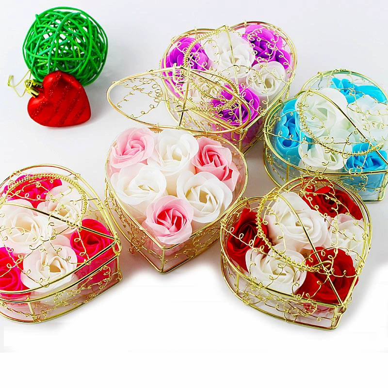 Valentine's Day Gift Simulation Flower 6 Fragrant Scene Flower Iron Basket Creative Hut Migration Wedding Switch Gifts Rose Swing