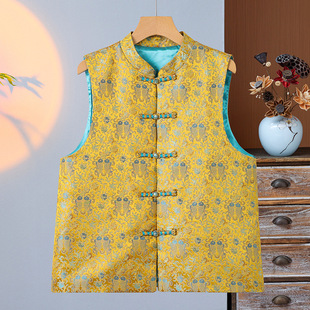 New Chinese Style Retro Buckle Vest Mother's Coat 2024 New Middle-aged and Elderly Women's Autumn Vest