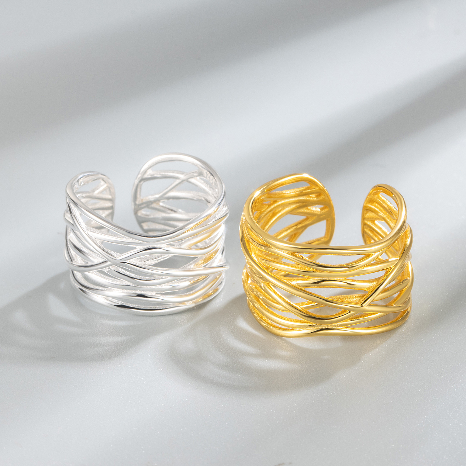 Holiday, Daily Occasion 925 Sterling Silver Material 925 Sterling Silver Geometric Open Rings