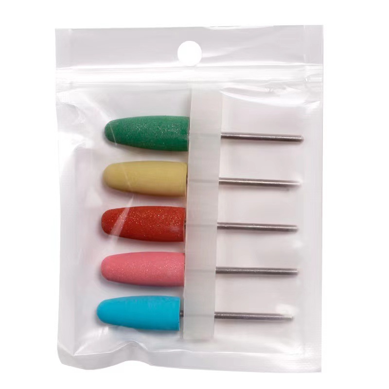 Suministro directo transfronterizo de uñas cabeza de molienda de silicona cabeza de molienda de goma rectificadora eléctrica eliminación de uñas accesorios de pulido cabeza 5 sets