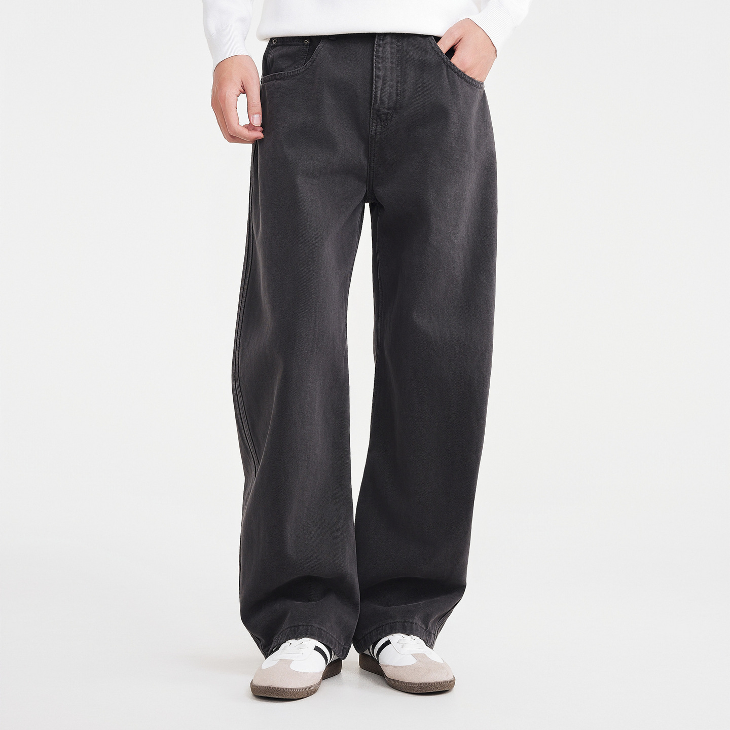 Quần jean nam ống rộng cotton phong cách Hàn Quốc — màu đen