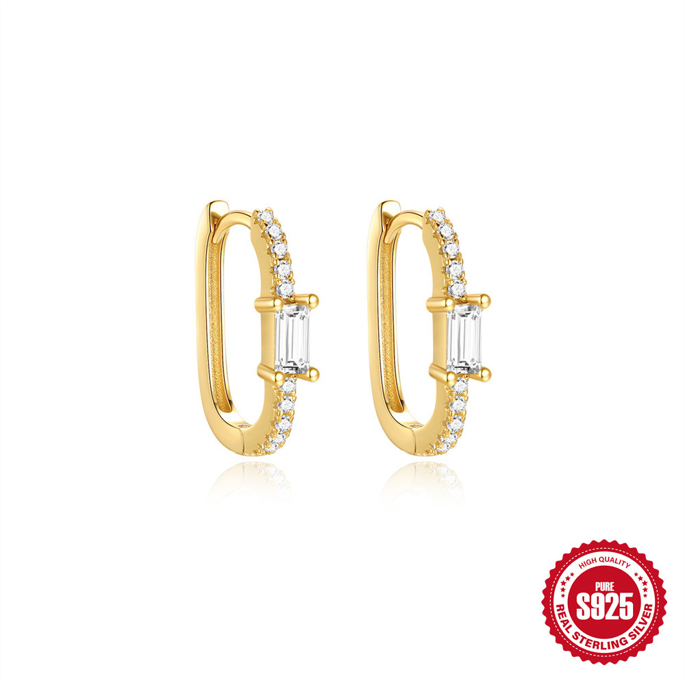 Pendientes rectangulares de circón de plata de ley s925 nuevos pendientes de mezcla y combinación de luna en forma de estrella Pendientes personalizados de turquesa sin colisión