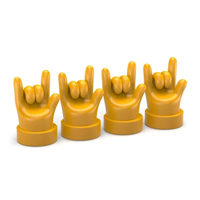 Vehicles, Motorcycles, and Automobiles, Universal – valve - yellow-rock-gesture-4-pack-valve-cap