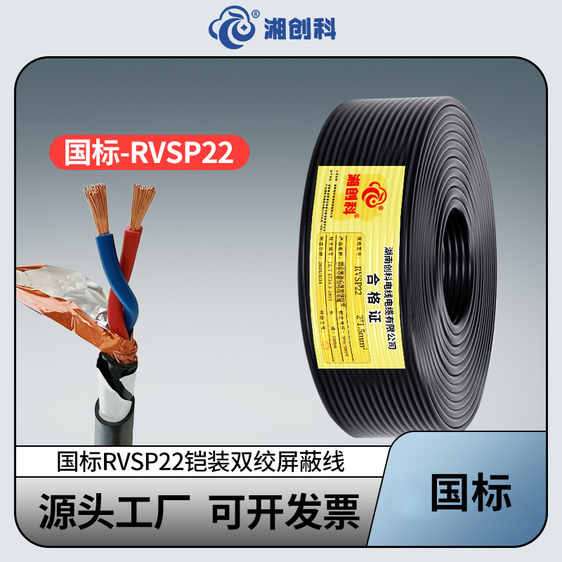 国标铠装双绞屏蔽线RVSP22地埋RS-485通讯线ASP-120Ω线2 4 6 8芯
