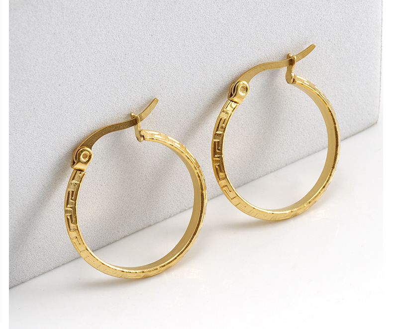 Simple Style Round Stainless Steel Hoop Earrings Gold Plated Stainless Steel Earrings display picture 2