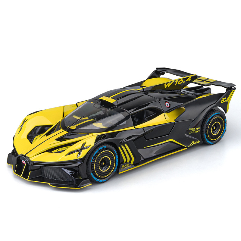 1: 24 Bugatti Flying Fire Meteor Spray Edition aleación modelo de coche deportivo Echo sonido y luz regalos de estudiantes de secundaria al por mayor