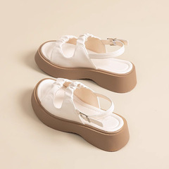 厚底涼鞋女款2024新款夏季外穿松糕拖鞋高跟配裙子法式小涼拖百搭