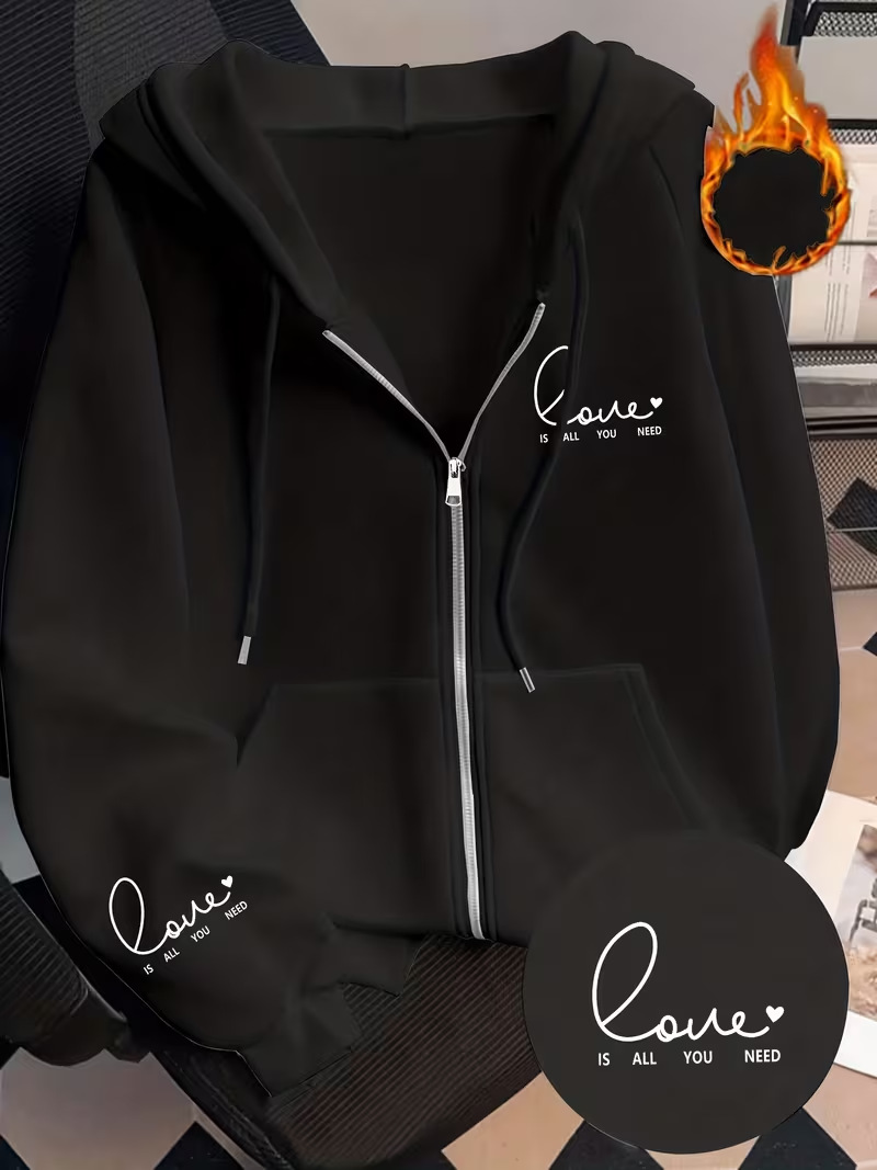Women's Casual Hooded Zip Up Top Relaxed Fit Retro Trendy Loose Fitting Sweatshirt For Autumn Winter Print_ecoleips.com