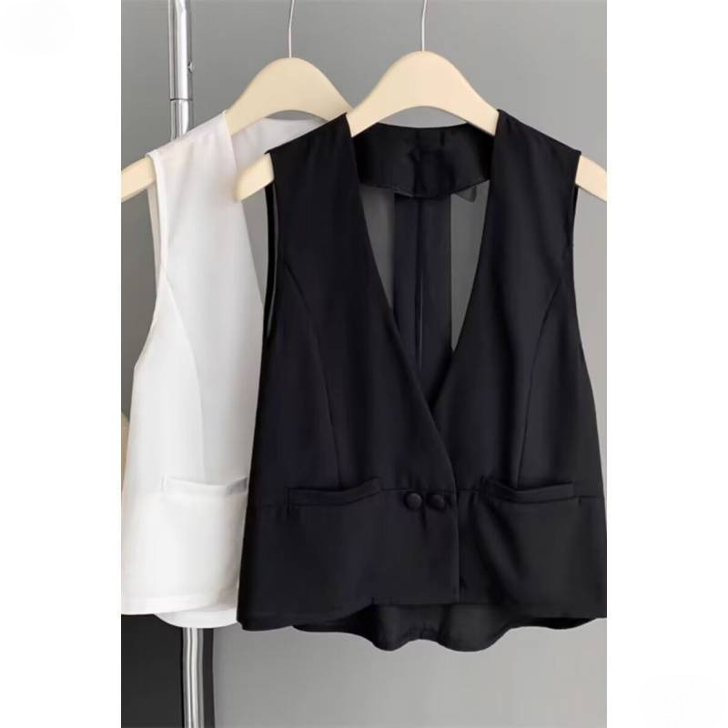 Short Vest for Summer Outer Wear, Loose Chiffon Top, Thin Women's Vest Jacket, Slim Shawl, Waistcoat Cardigan