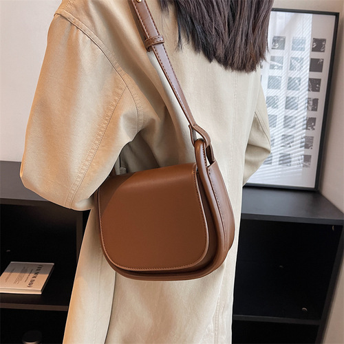ins summer popular retro small bag women's new textured saddle bag foreign style versatile single shoulder crossbody bag