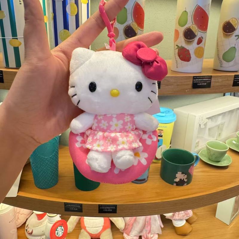 日系卡通动漫灯芯绒卷毛摇粒绒KT猫钥匙扣挂件公仔女生背包挂饰|undefined