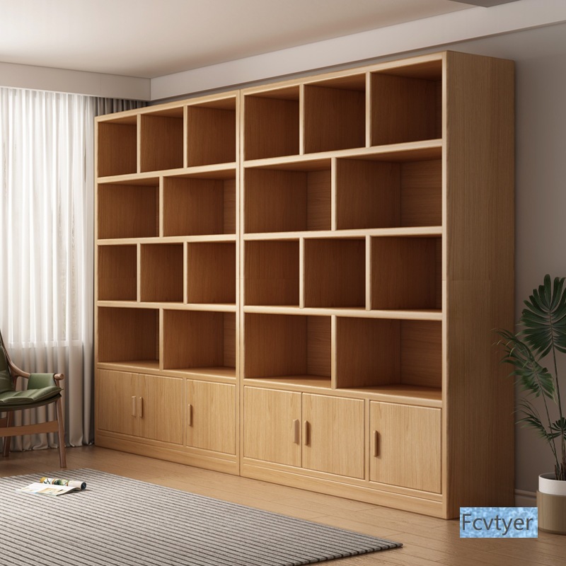 Changyuebang Storage Cabinet Student Standing Cabinet Whole Wall Display Cabinet Bookshelf Living Room Bookcase Solid Wood Home Drop