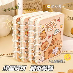 Capipala Stationery A7 Spiral Notebook for Students, Creative Cute Cartoon Ring Binder with Lined Pages