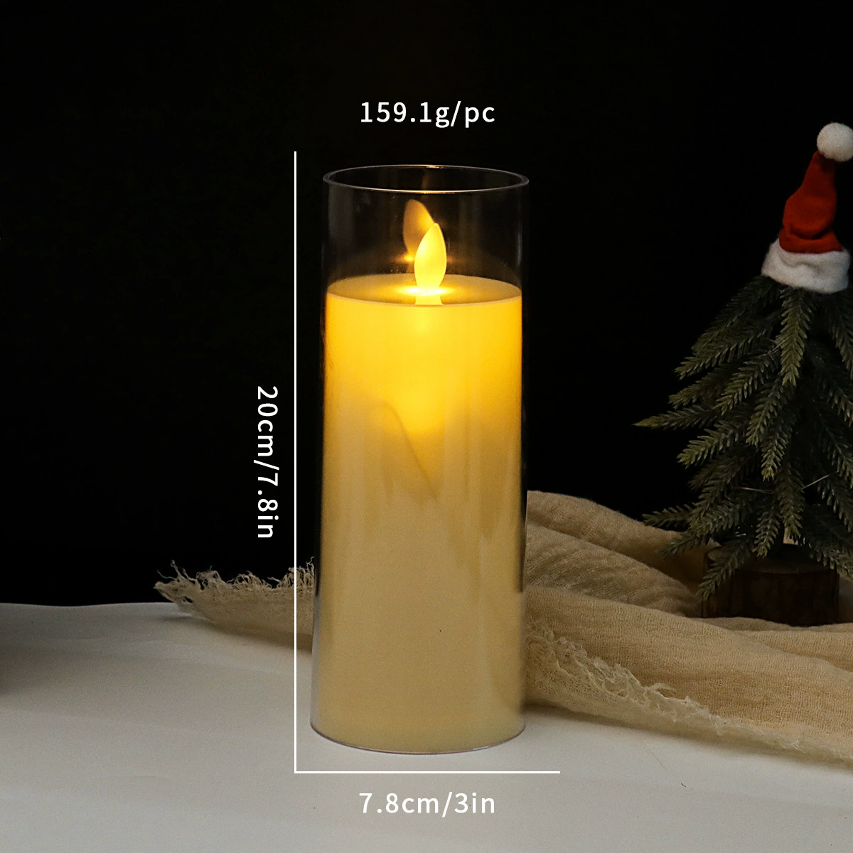 LED-свеча (Jiaye) бездымная мерцающая, пульт управления и батарейные модели, различные размеры 5.5–7.5×10–25 см