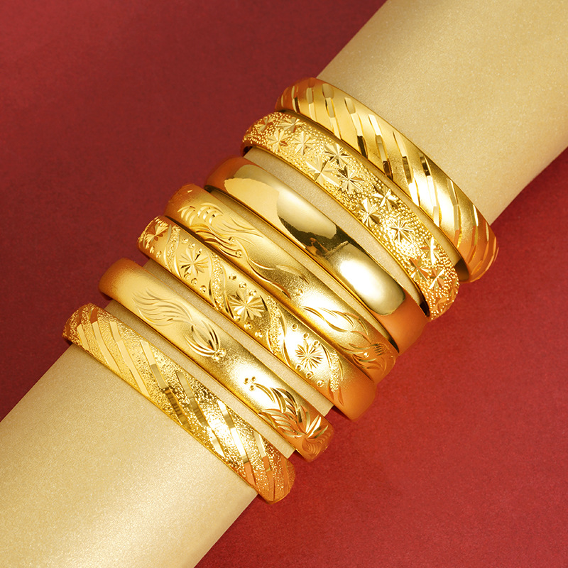 Pulsera vietnamita chapada en oro para mujer con diseño de dragón y fénix, motivo de cielo estrellado, estilo antiguo del Sutra del Corazón, aleación de cobre, realista, retención de color duradera, brazalete abierto ajustable.