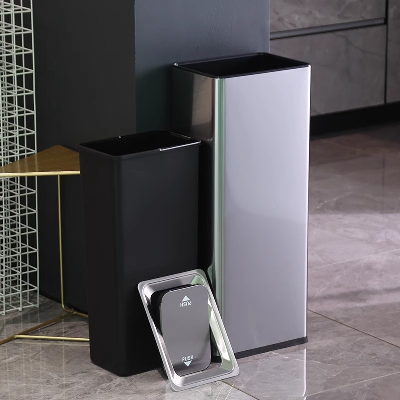Basura de acero inoxidable toallitas de inodoro cubierta de papel de toallitas de gran capacidad oficina pasillo de caída directa cubo de almacenamiento
