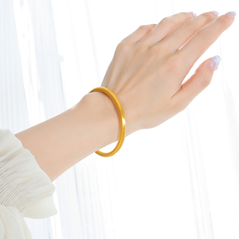 Japonés y coreano nicho geométrico retro círculo sólido esmerilado liso anillo pulsera popular joyería pareja pulsera de metal