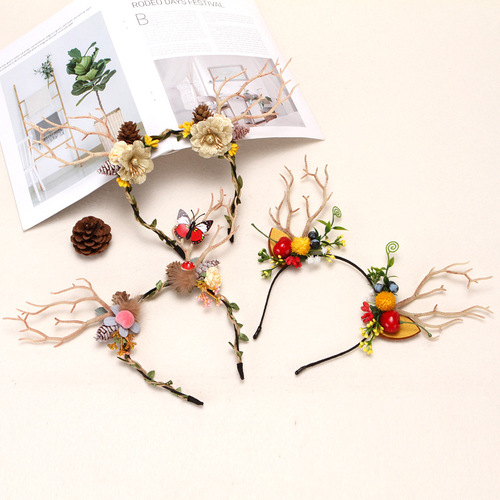 Christmas Glowing Antler Headband Dress Up Forest Cute Glitter Headwear Internet Celebrity Hair Card Accessories Headband for Women