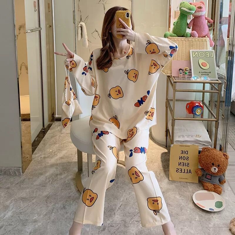 Pijamas de manga larga de las mujeres de primavera y otoño más tamaño pijamas de verano de las mujeres ropa de abrigo estilo coreano pijamas de las mujeres más tamaño traje de desgaste para el hogar image 16