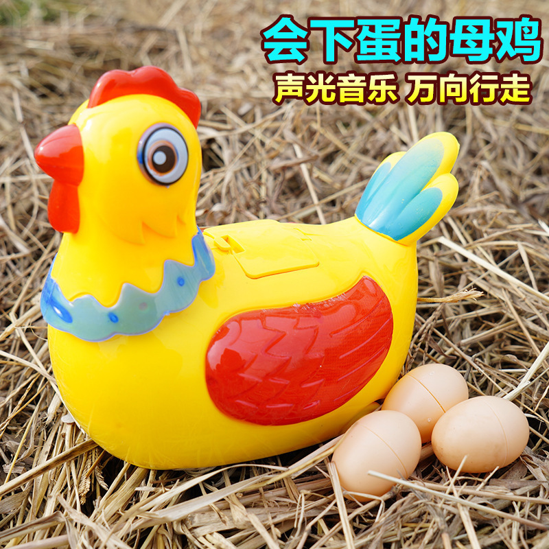 Electric Music Rooster Laying Eggs, Little Hen, Kidsren's Egg-Laying Educational Toy, Walking Luminous Toy, Laying Eggs Hen