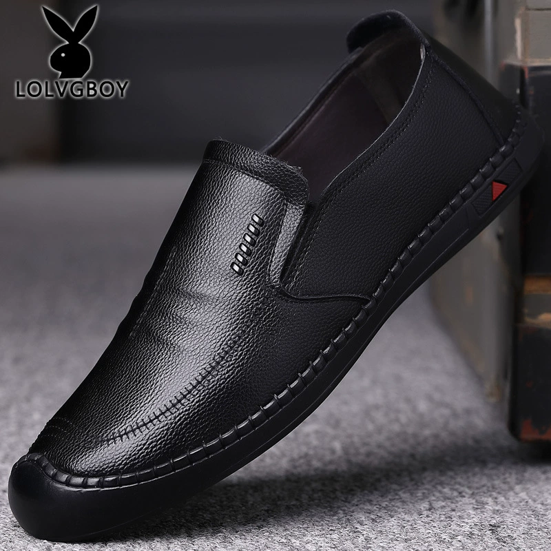 Shoes for leather shoes, men's summer breathable non-slip work casual footwear for leisure, genuine leather, soft sole