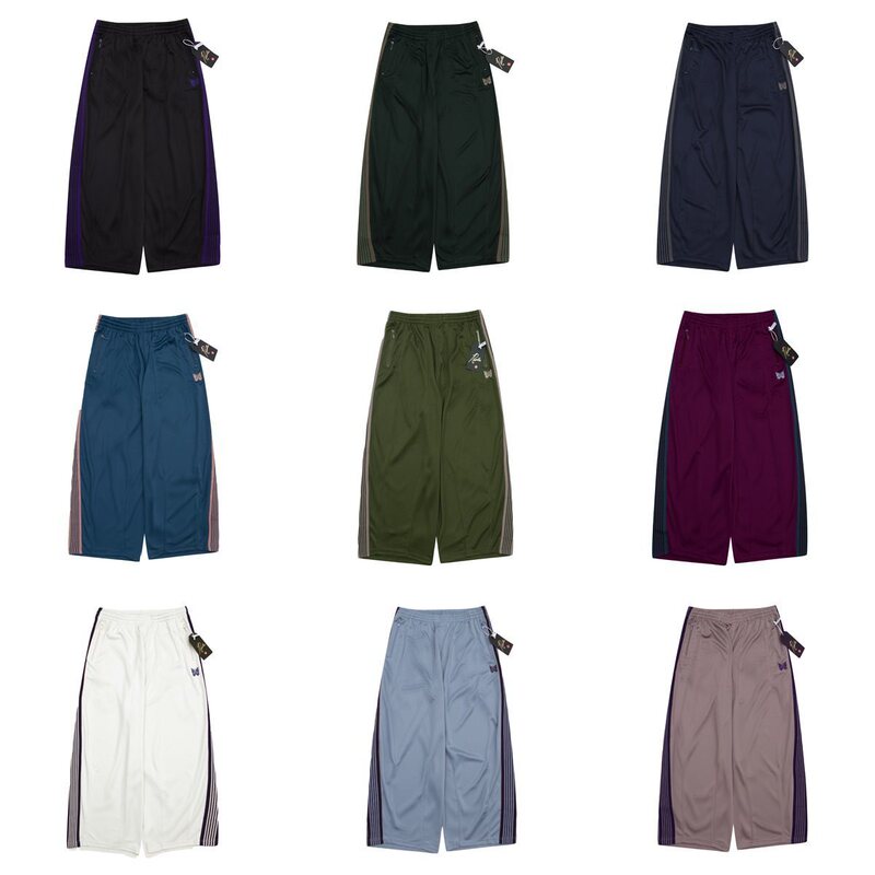Needles Butterfly Embroidery European and American Style Wide-Leg Patchwork Pants Unisex Couple Solid Color Sports Casual Wide-Leg Pants Ins