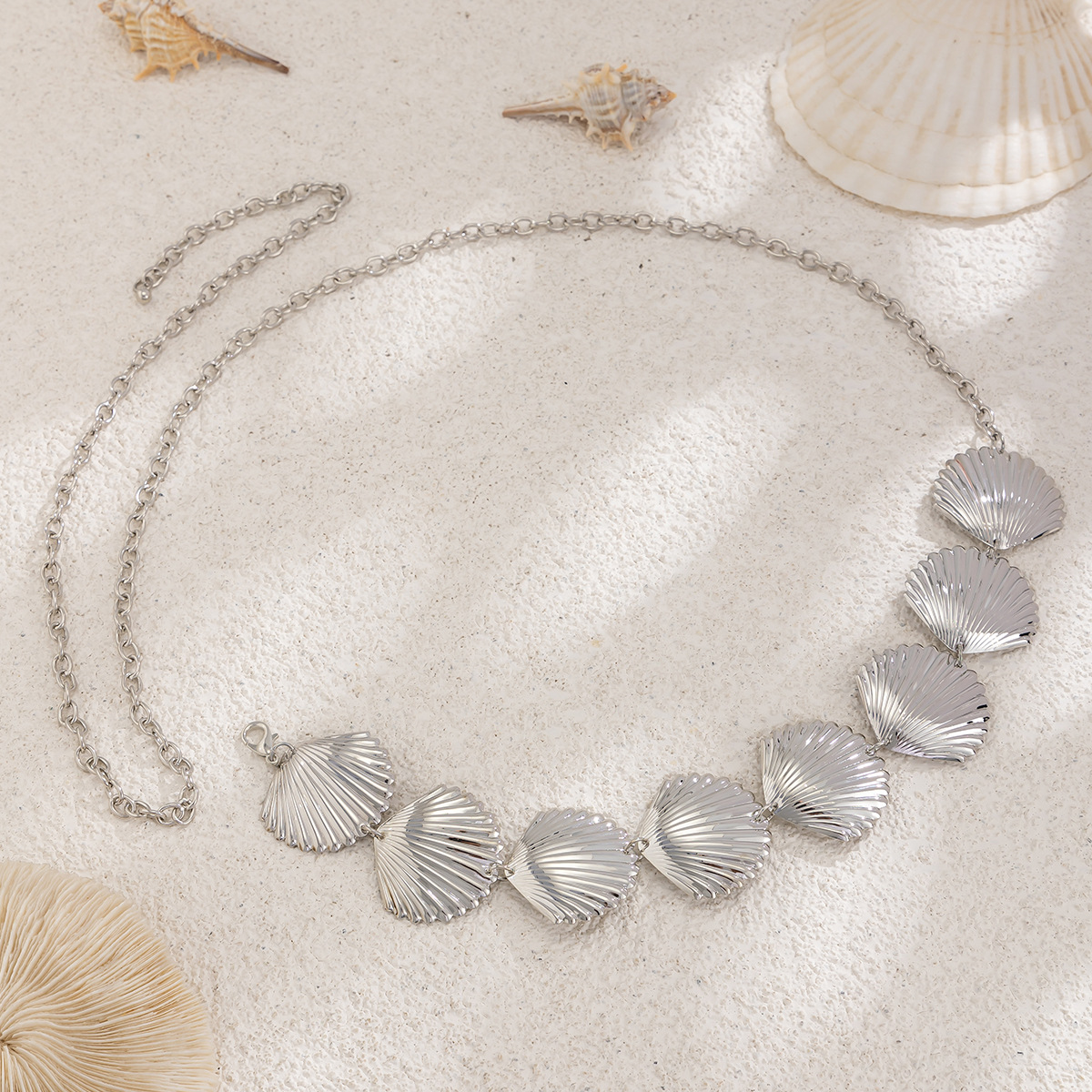 47g Weight Waist Chain Classification 1 Piece Quantity Holiday, Beach Occasion Iron Material Scallop Pattern Summer, Spring Season Women's Gender Casual, Vacation Style Wholesale Jewelry Casual Vacation Scallop Iron Waist Chain 7